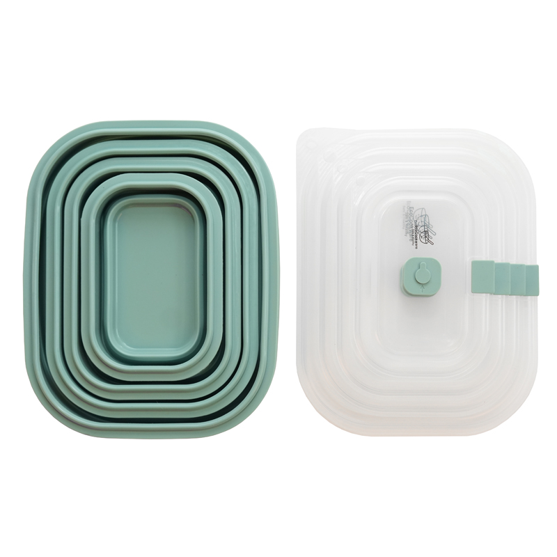 Opvouwbare siliconen vershoudbakjes met deksel