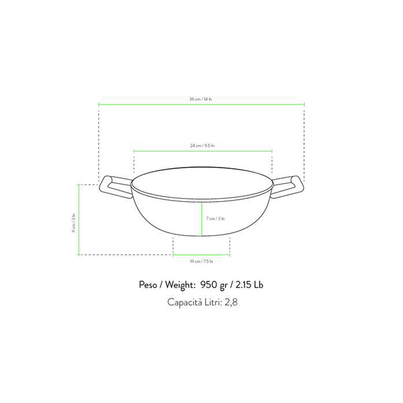 Compacte lichtgewicht braadpan 24 cm en slechts 950 gram. Opdruk naar wens