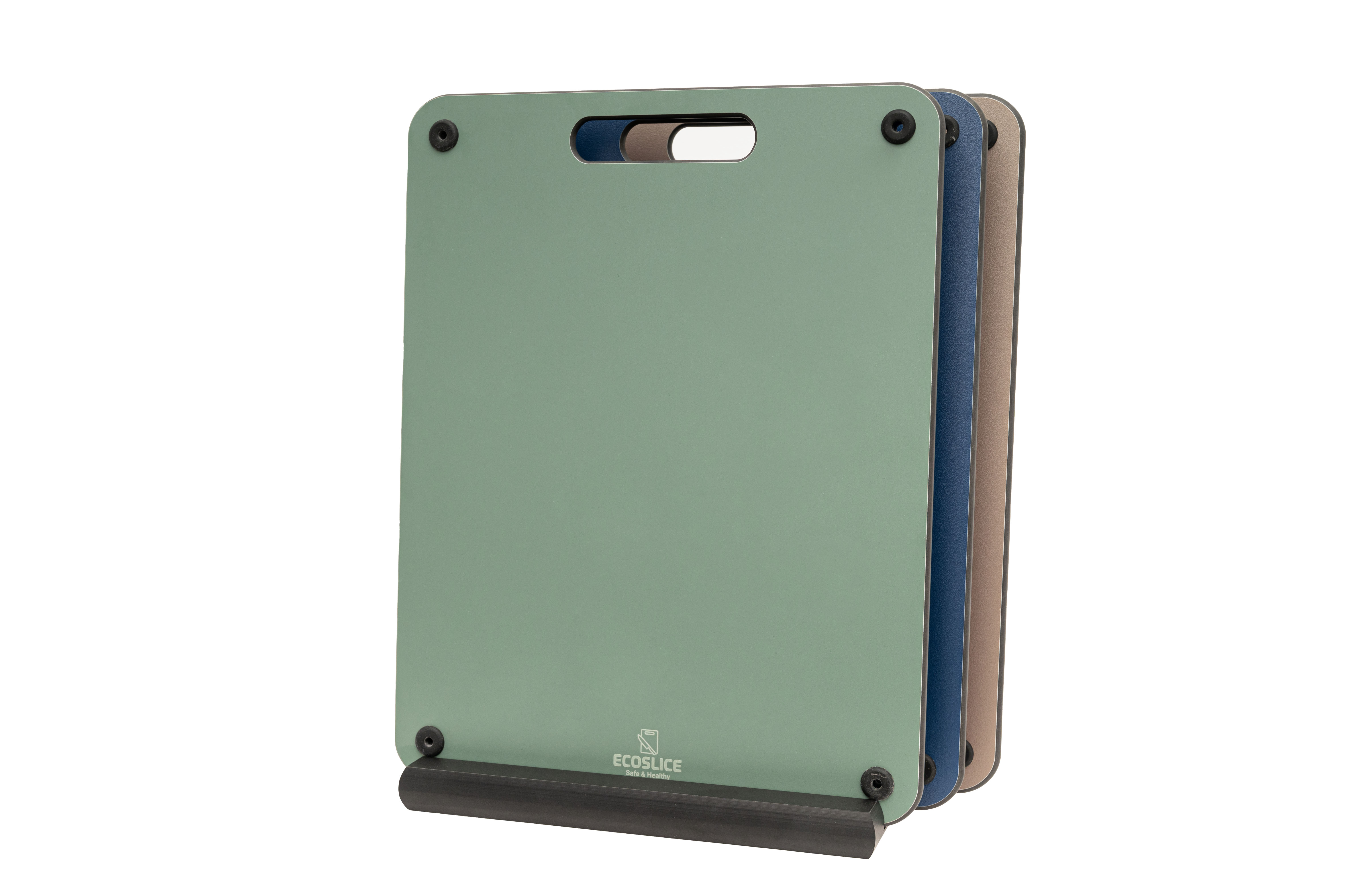 Set van 3 duurzame EcoSlice snijplanken zonder BPA of PFAS, inclusief standaard