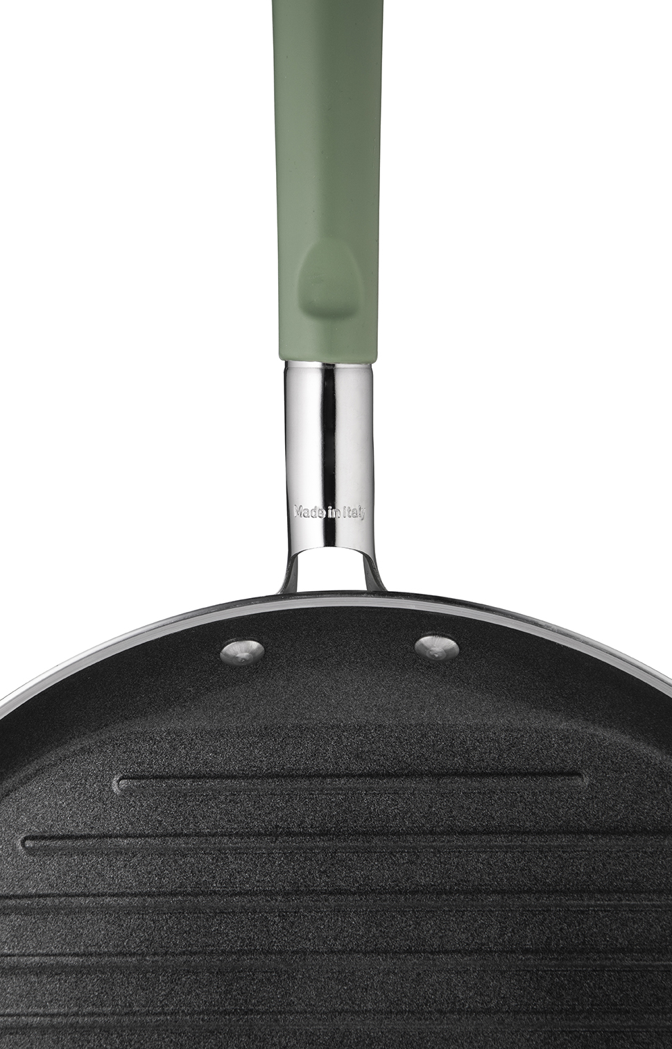 Grillpan zonder PFAS met stevige greep die niet heet wordt